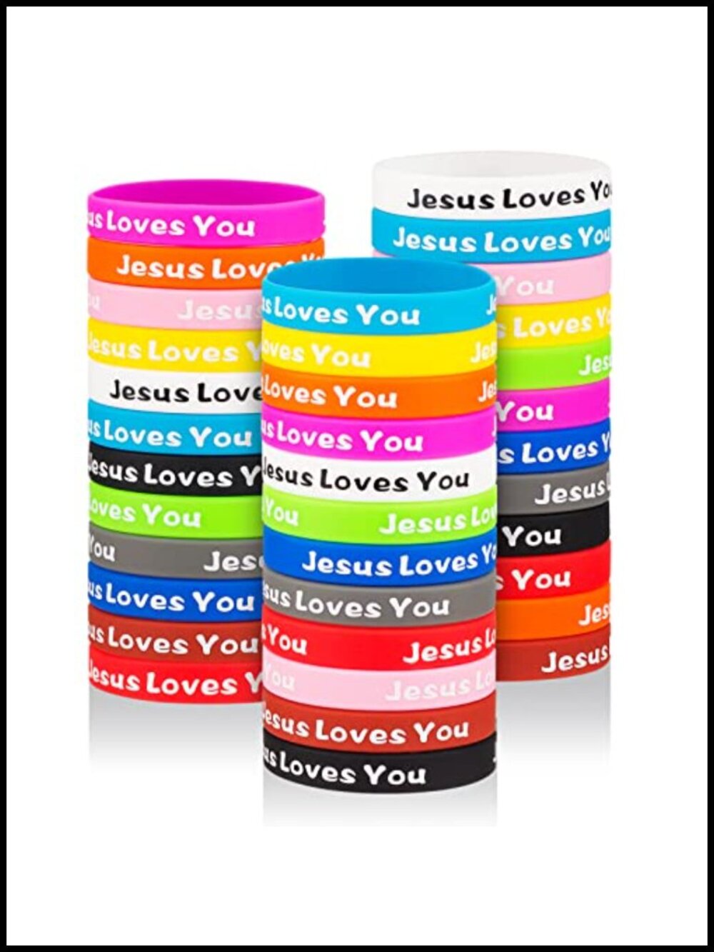 Silicone Jesus Loves You Bracelets 36 Pack Christian Wristbands Party Favors